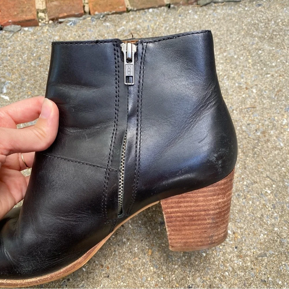 Madewell Boots Womens 9.5 Rosie Ankle Bootie Black Leather Side Zip Casual MA434